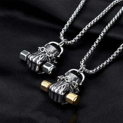 Titanium Steel Dumbbell Fist Necklace for Men
