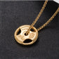 Steering Wheel Necklace with Barbell Dumbbell Pendant