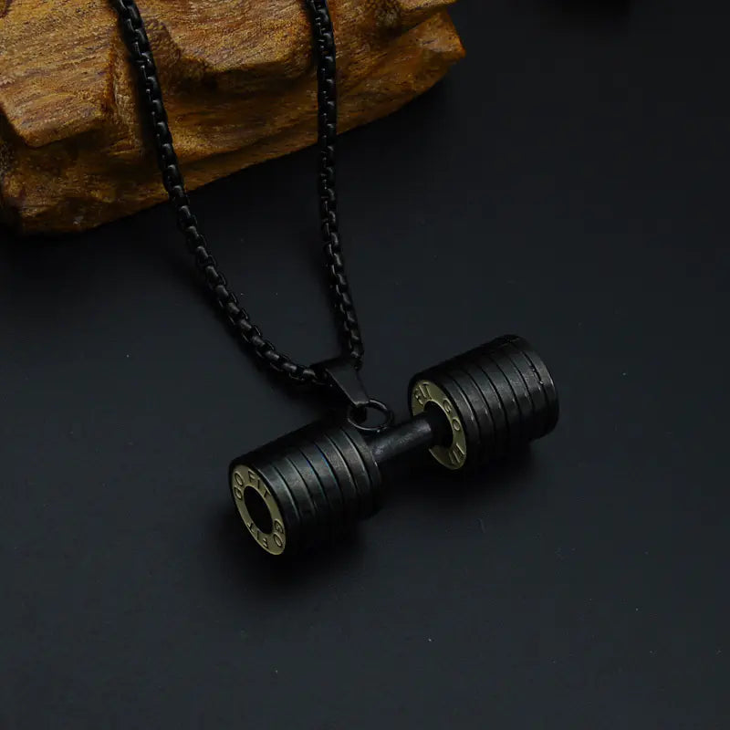 Titanium Steel Dumbbell Pendant Necklace for Men